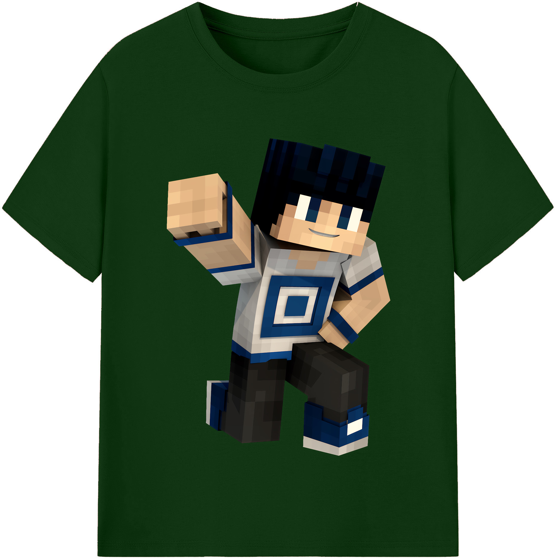 （画像用） マインクラフト ブロックの世界 Minecraft MC Block world 綿100％半袖Tシャツ（フロントプリント）